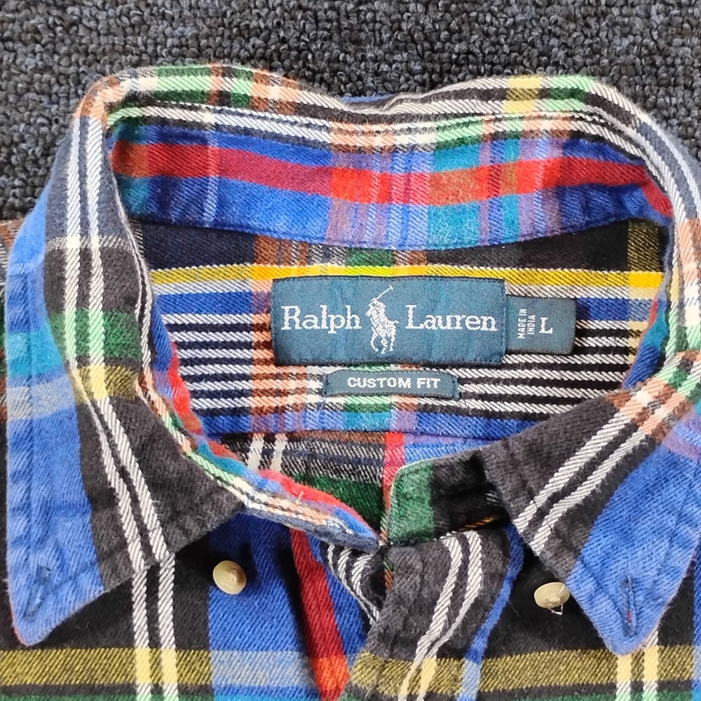 Ralph Lauren Mens Custom Fit Plaid Button Down Shirt Large Multi Color Preppy - Picture 6 of 9